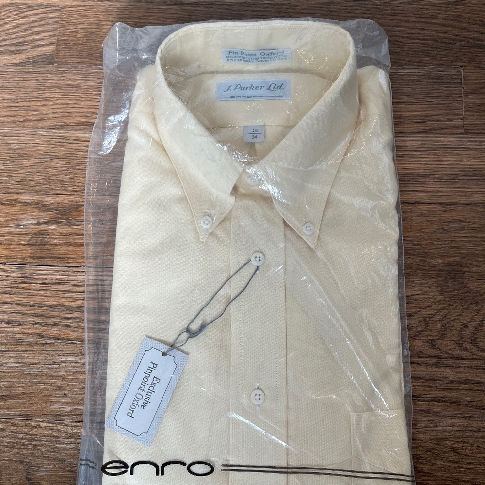J. Parker Size 15 Solid Yellow Button Down